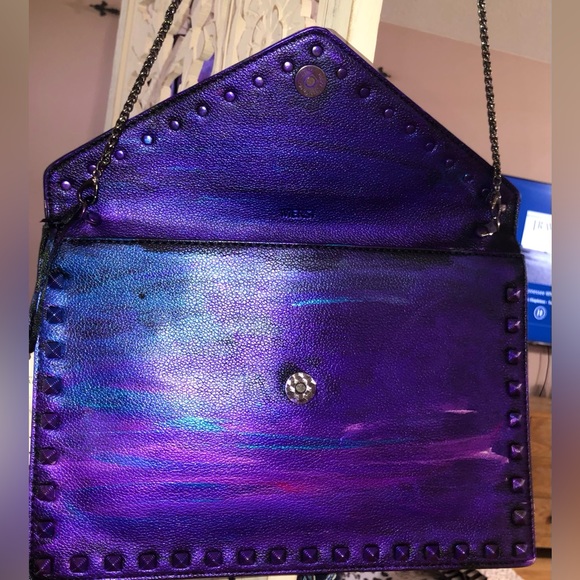 Mersi Vera Metallic Multi Color Studded Envelope Vegan Leather Crossbody Bag - Picture 16 of 16